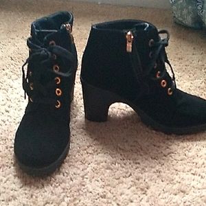 High heel combat boots